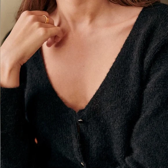 Sezane Black Barry Cardigan - Picture 2 of 8